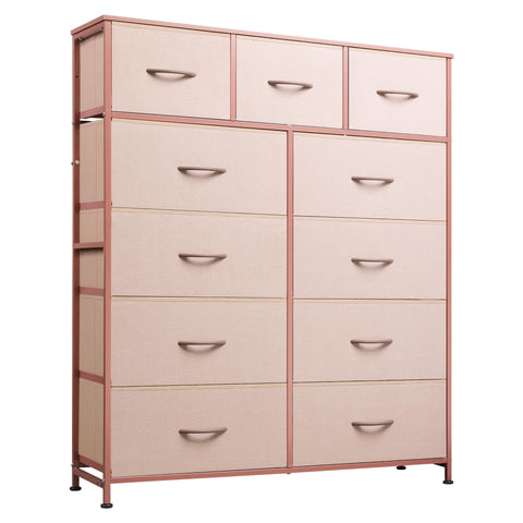 WLIVE tall dresser with wood top showing sturdy construction.