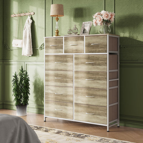 WLIVE tall dresser wood top provides a spacious display surface