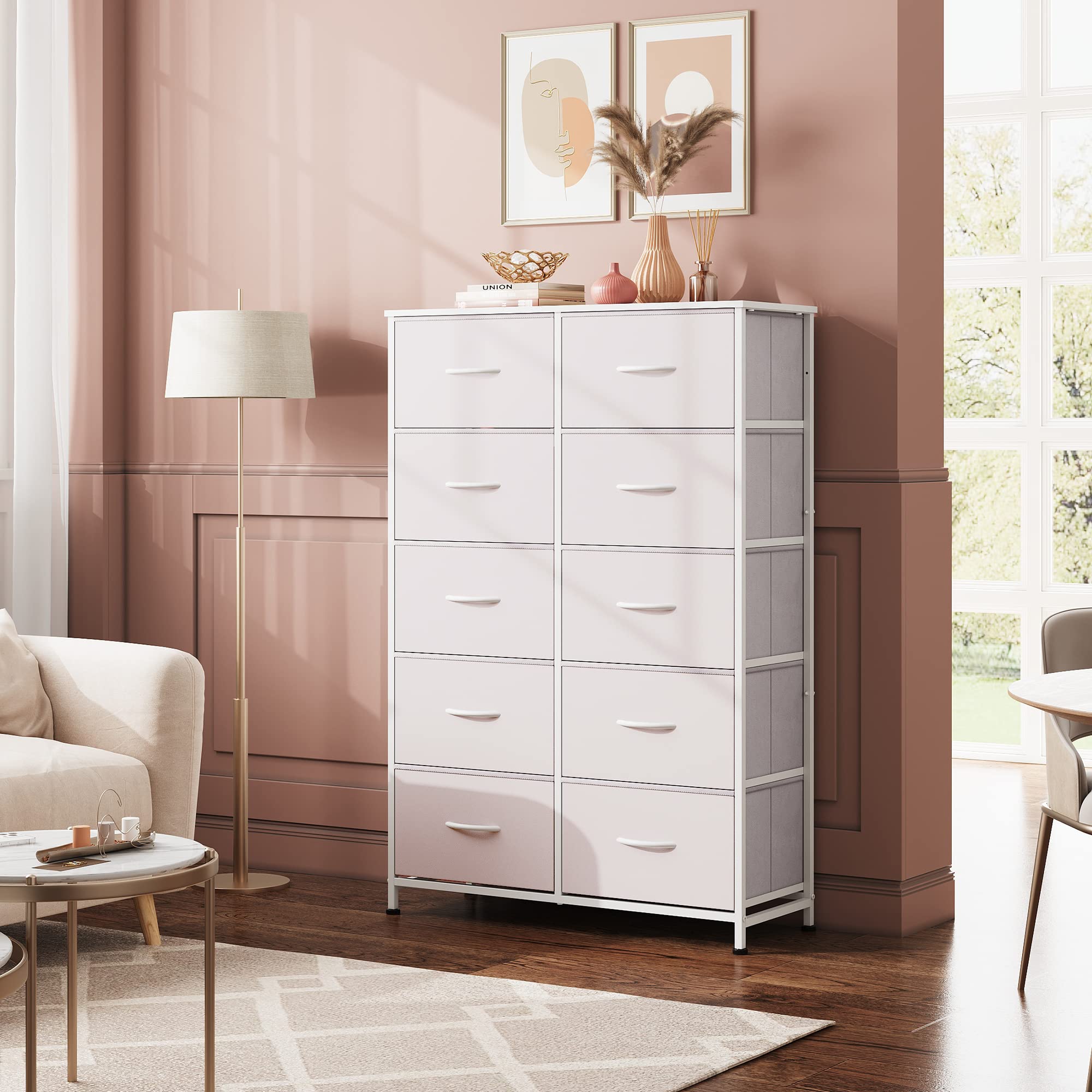 WLIVE tall dresser wooden top surface ideal for lamps or decor