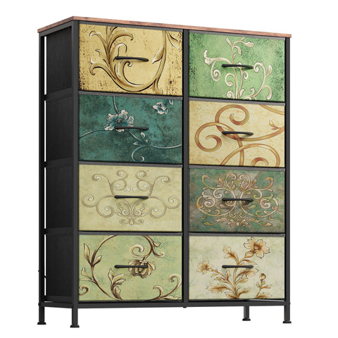 WLIVE tall fabric dresser with 8 drawers and wood top for organized bedroom storage