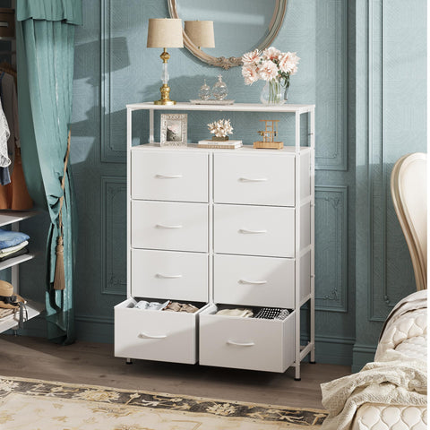 WLIVE tall white dresser with eight drawers for orderly clothing.