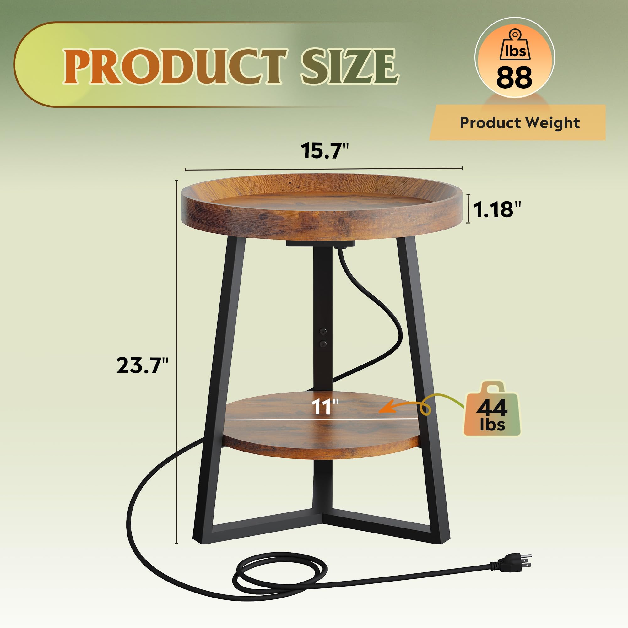 WLIVE two-tier end table provides easy storage for remotes and books.
