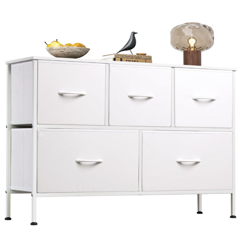 WLIVE white dresser front view with five drawers for organized clothing.