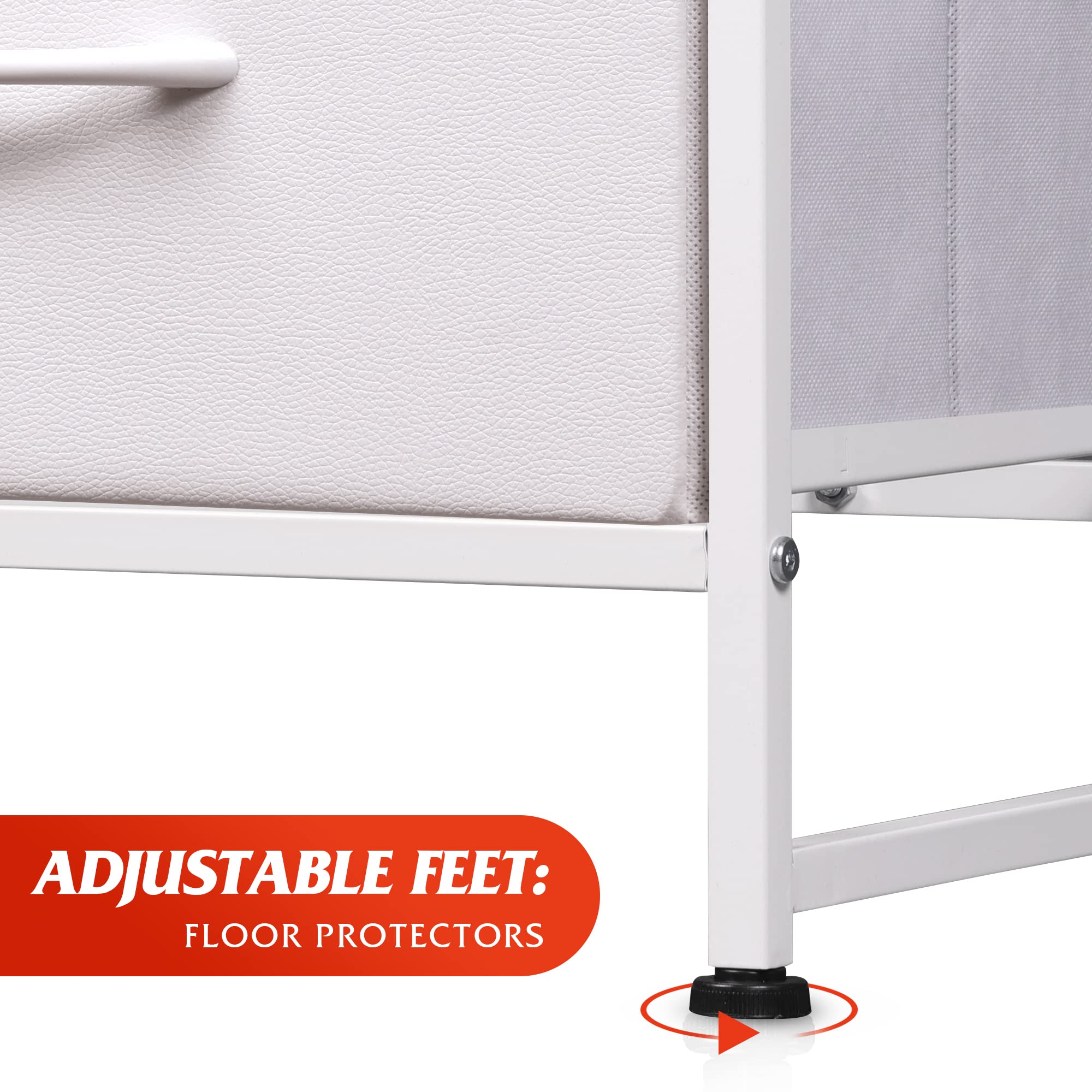 WLIVE dresser with four adjustable feet protecting floors
