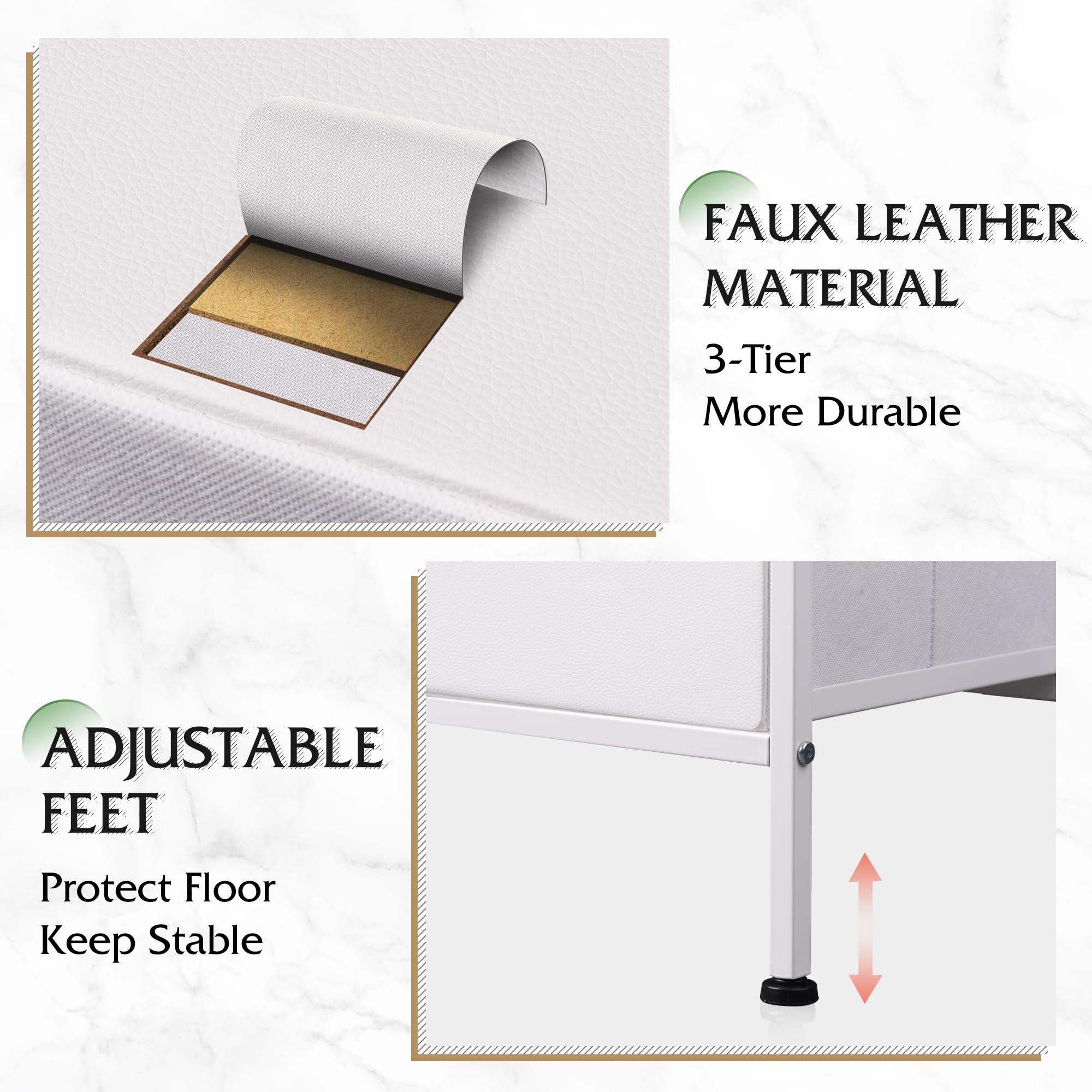 WLIVE white dresser adjustable feet protect floors during placement