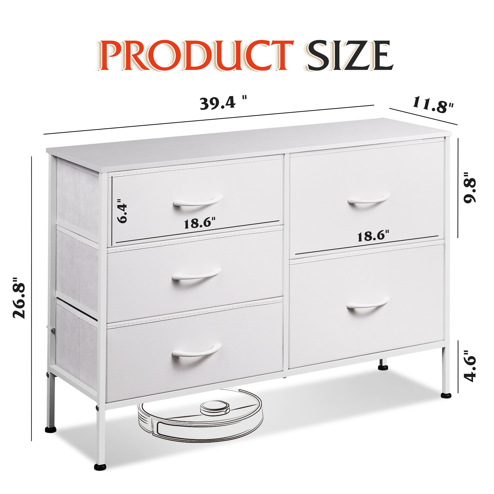 WLIVE white dresser with easy-to-use drawers and sturdy frame