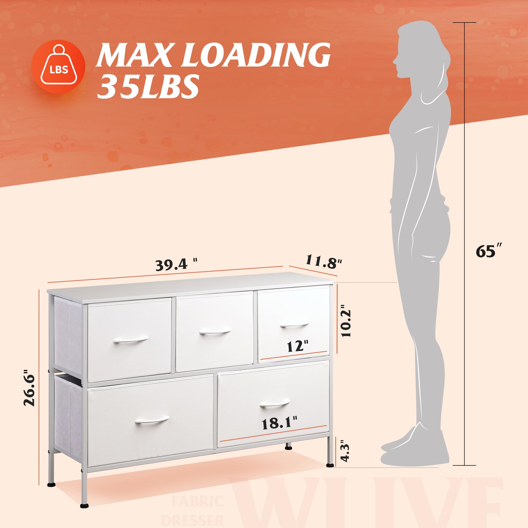 WLIVE white dresser in bedroom ready for everyday organization.