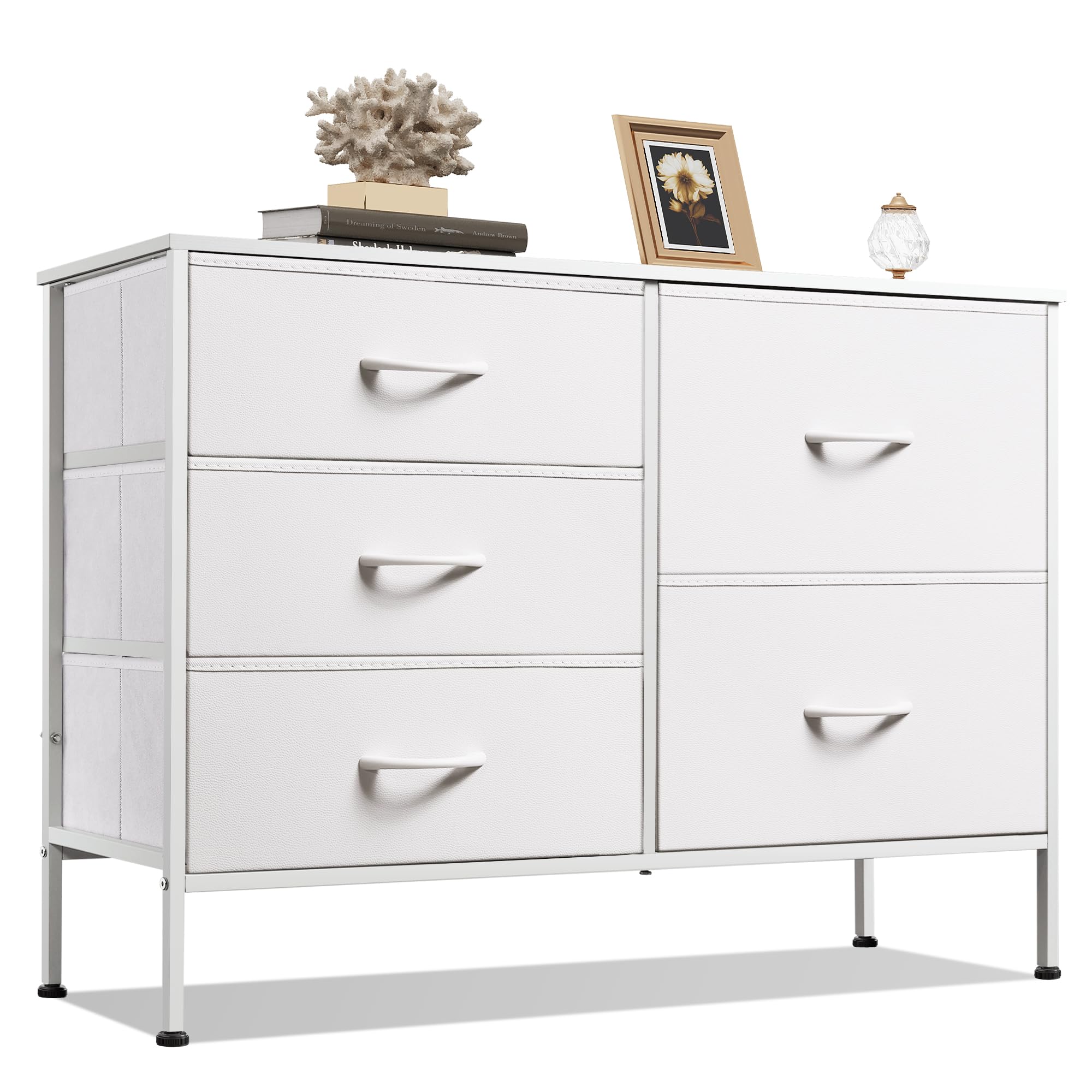 WLIVE white dresser front view highlighting practical storage in a calm bedroom