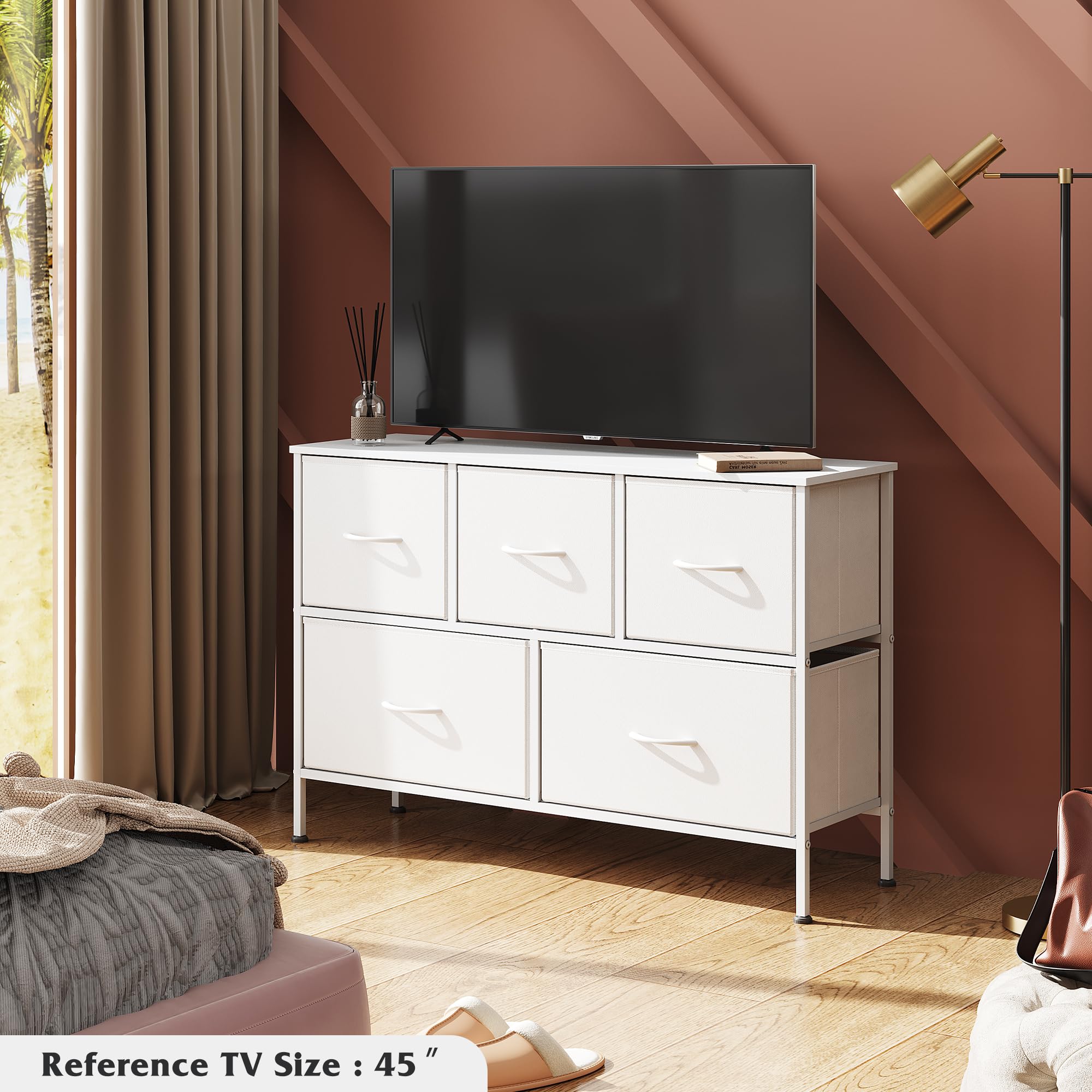 WLIVE white dresser top surface ideal for lamp or photos.