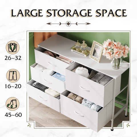 WLIVE white dresser with wide and deep drawers for clothing and linens