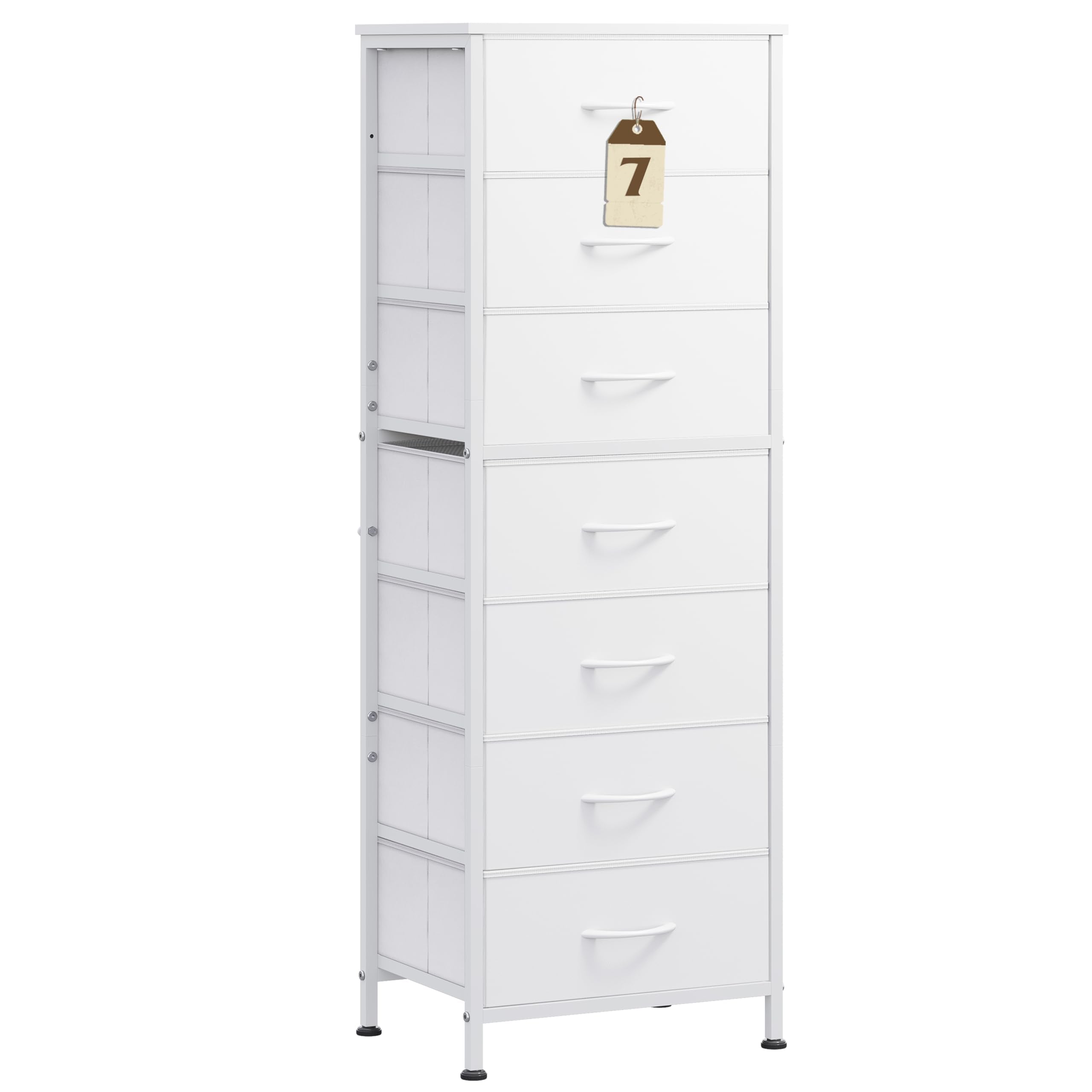 WLIVE white tall dresser with wood top for organized storage and display