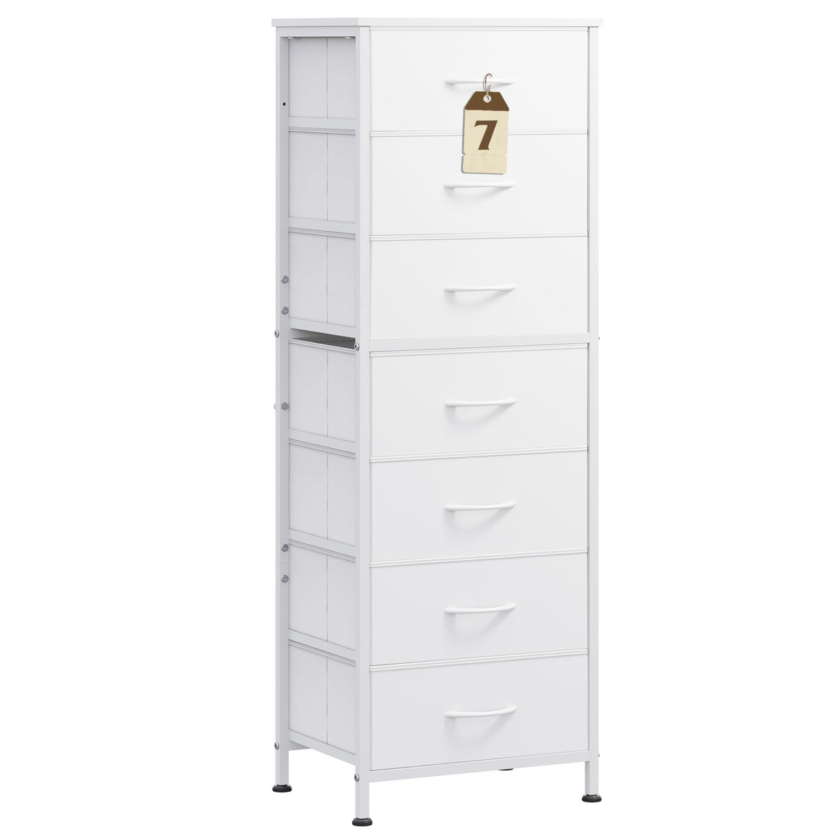 WLIVE white tall dresser with wood top for organized storage and display