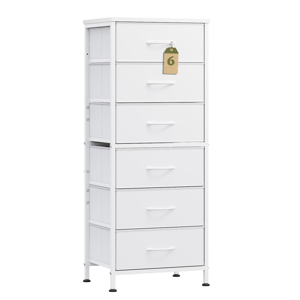 WLIVE white tall dresser with wood top, ideal for display and storage.