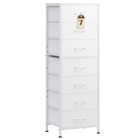 WLIVE white tall dresser with wood top for organized storage and display