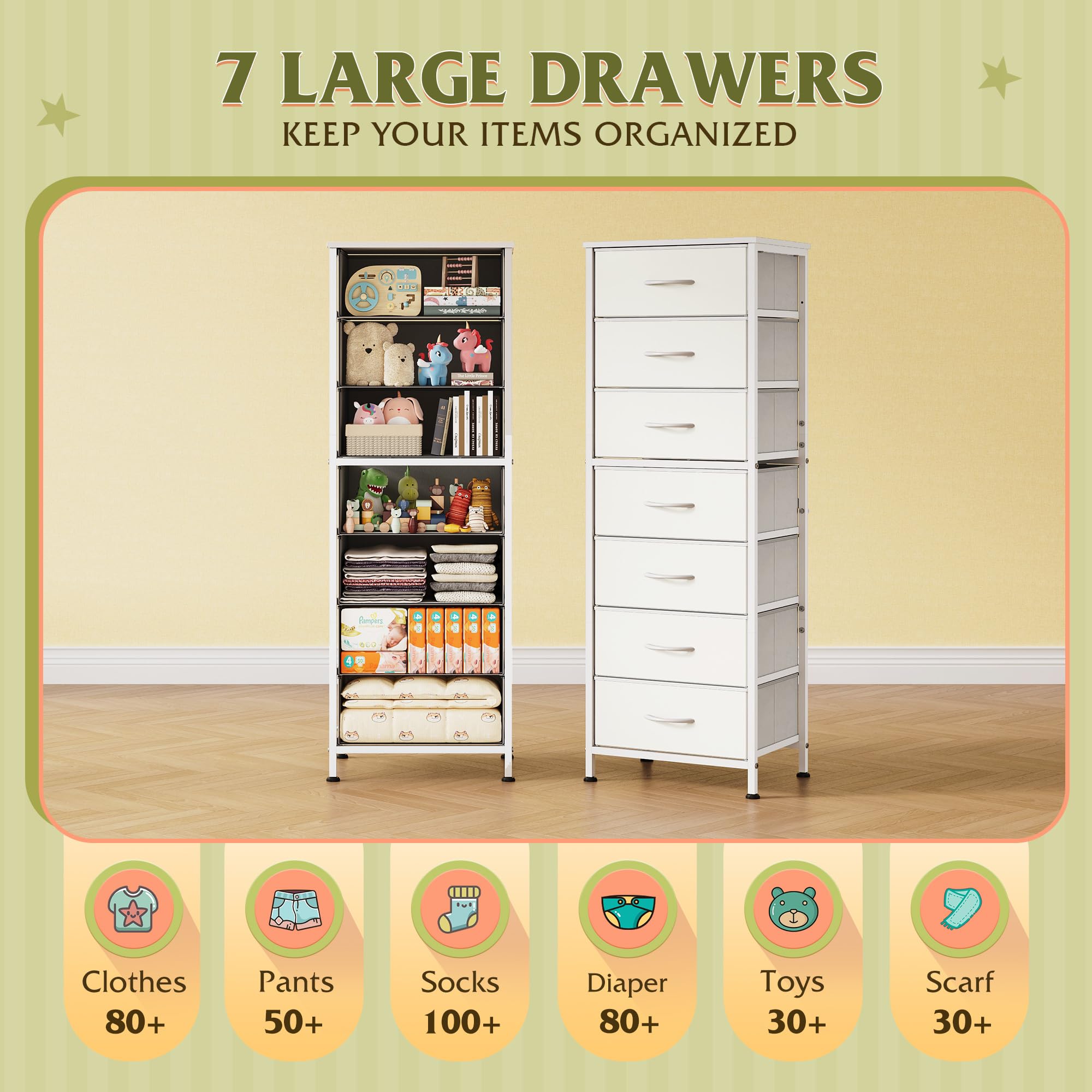 WLIVE wood top offers a sturdy surface for decor and daily items