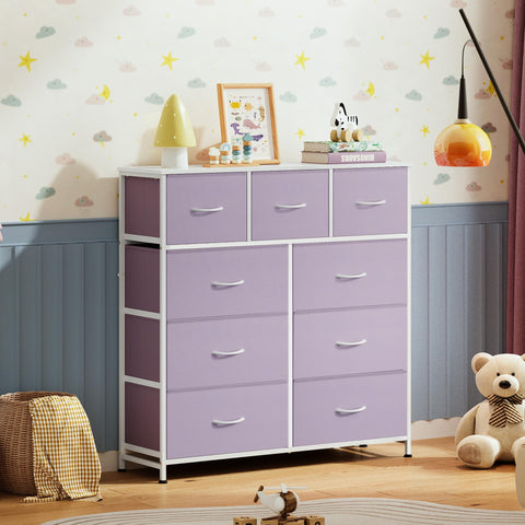 WLIVE wood-top dresser detail showing sturdy surface for lamp and daily items