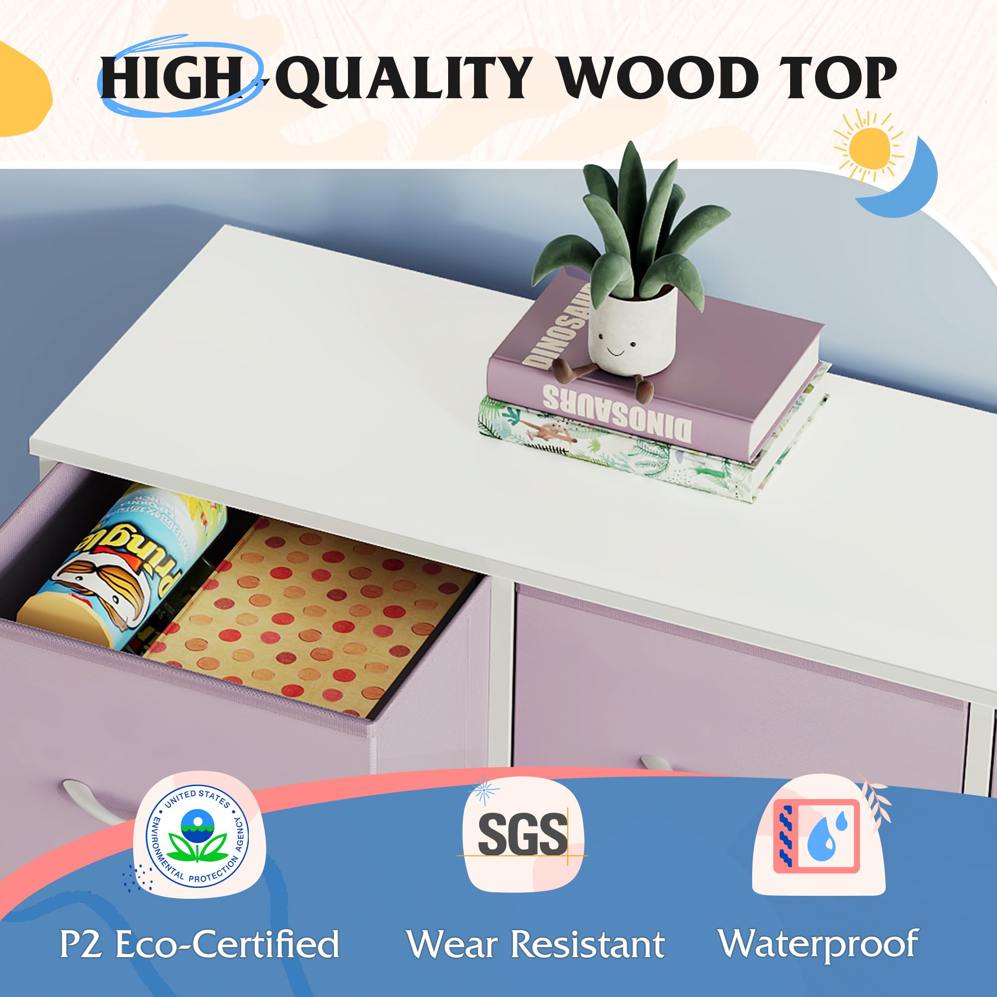 WLIVE wood-top surface used for daily essentials like clock and glasses