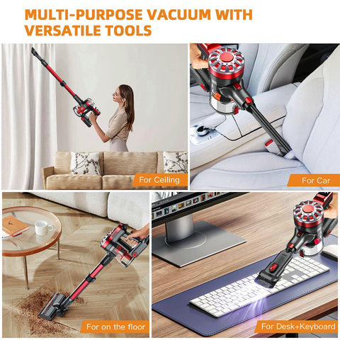 WLOTPO vacuum in use on stairs and car interiors for pet homes.