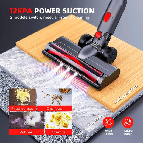 WLOTPO cordless vacuum dual cleaning modes tackle large debris and fine dust effectively.