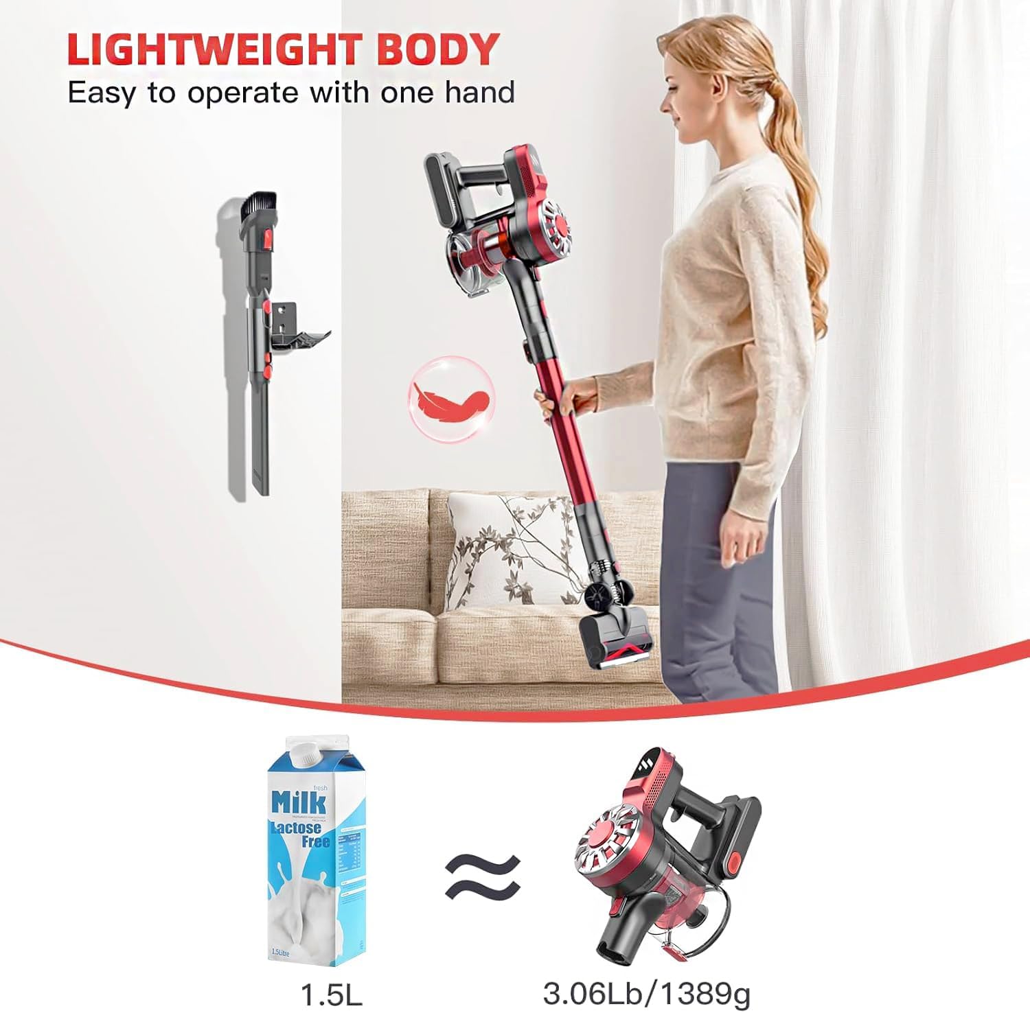 WLOTPO cordless vacuum wall-mount storage keeps cleaning tools organized and accessible.