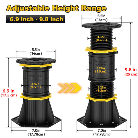 Wlrrcwdttc adjustable-height legs demonstrate range from 6.9 to 9.8 inches for a custom fit.