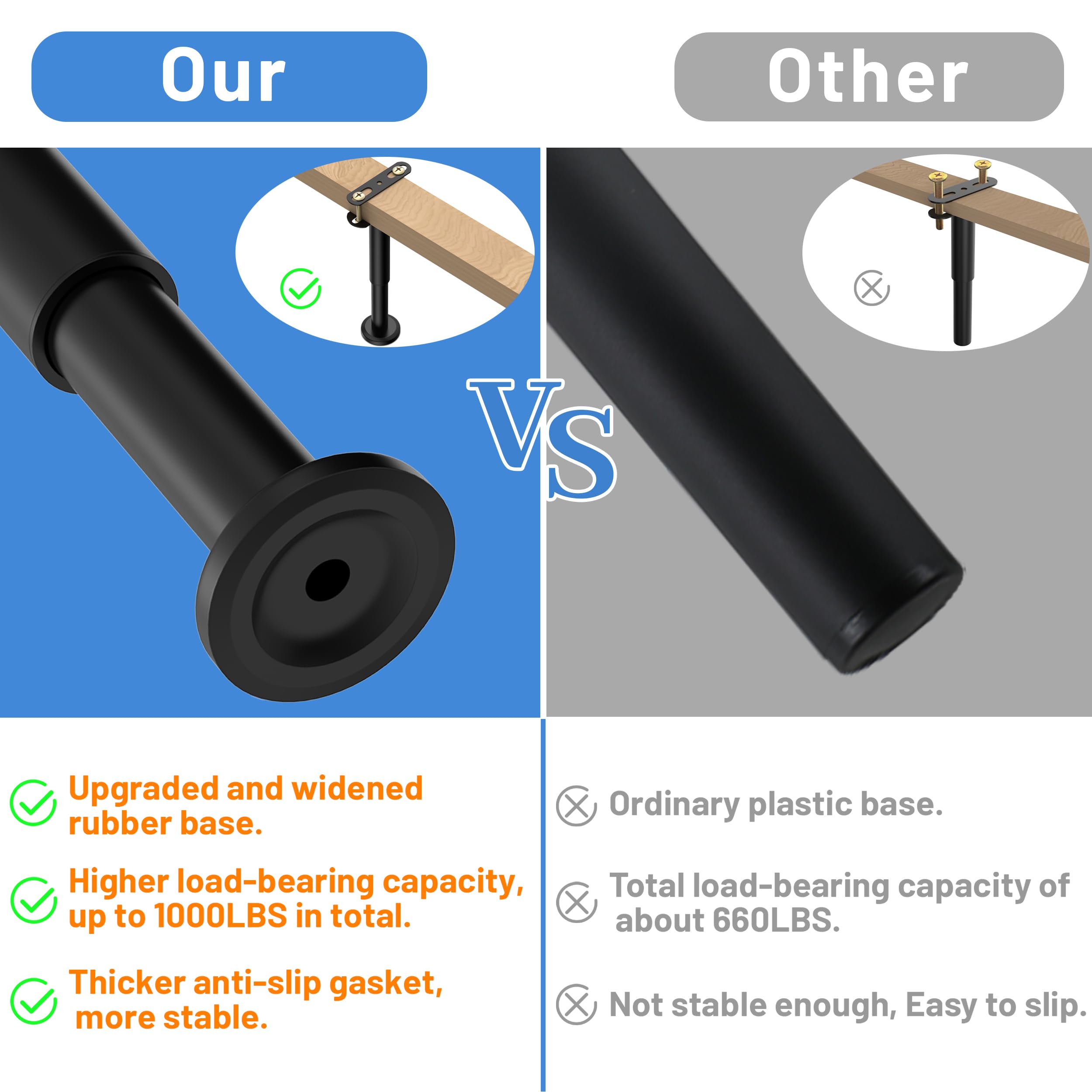 Wlrrcwdttc heavy-duty steel bed legs provide durable daily support.