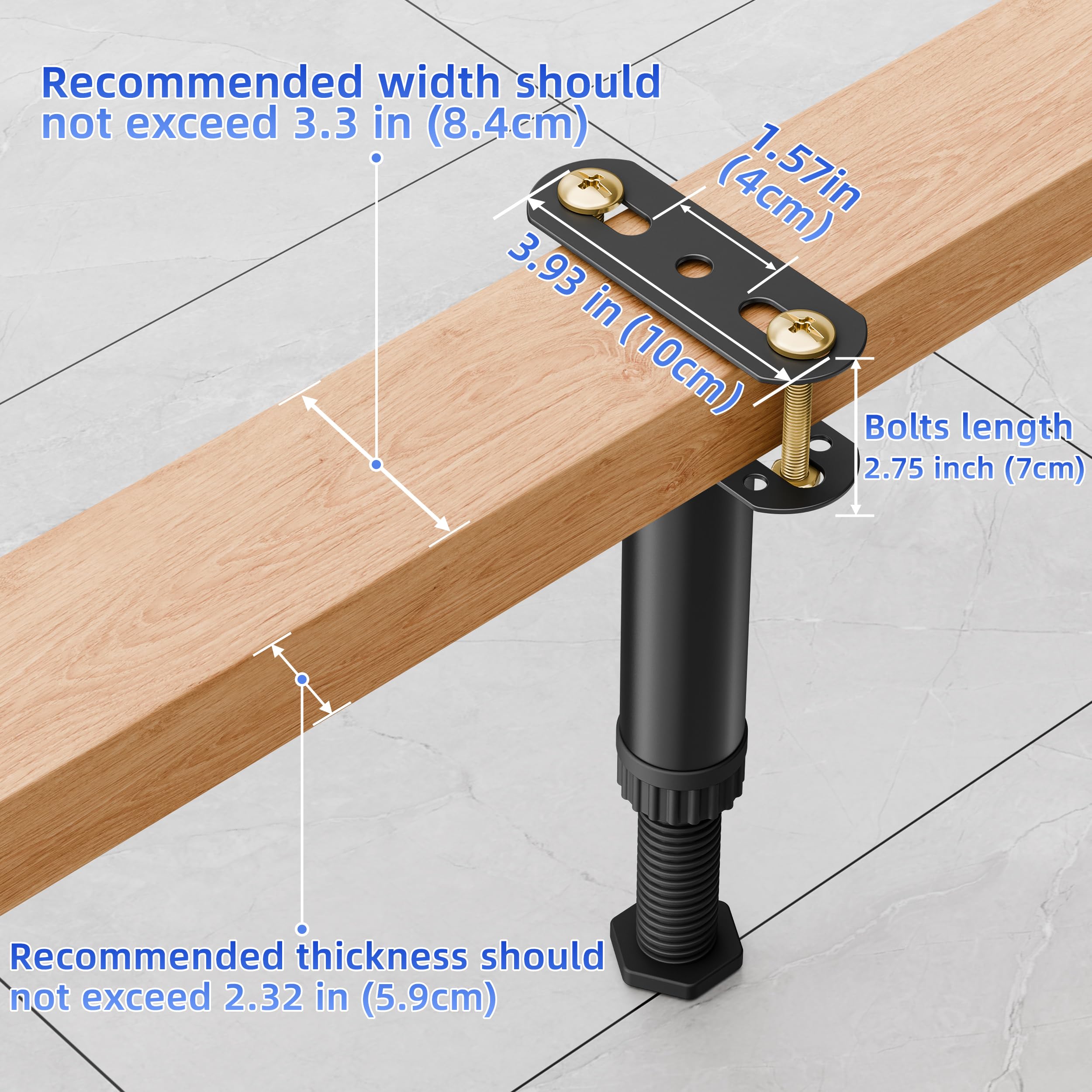 Six legs and mounting hardware included for quick, complete installation.
