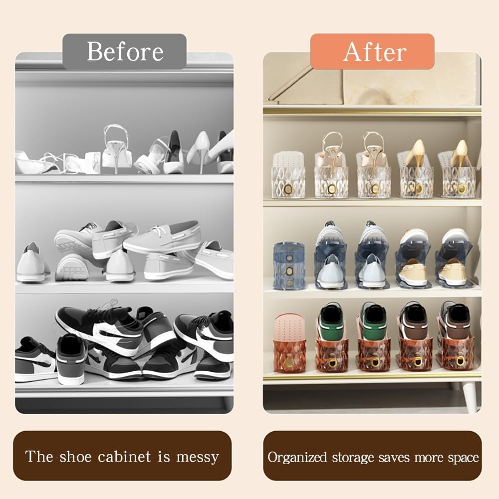 WMBOOX double-layer closet storage shows clear, dual-height shelves for efficient storage.