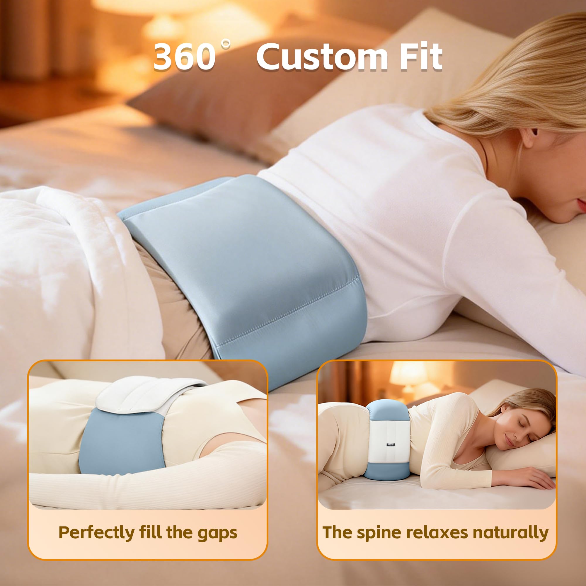 Wnfou 360 wrap-fastener keeps pillow in place during long work sessions