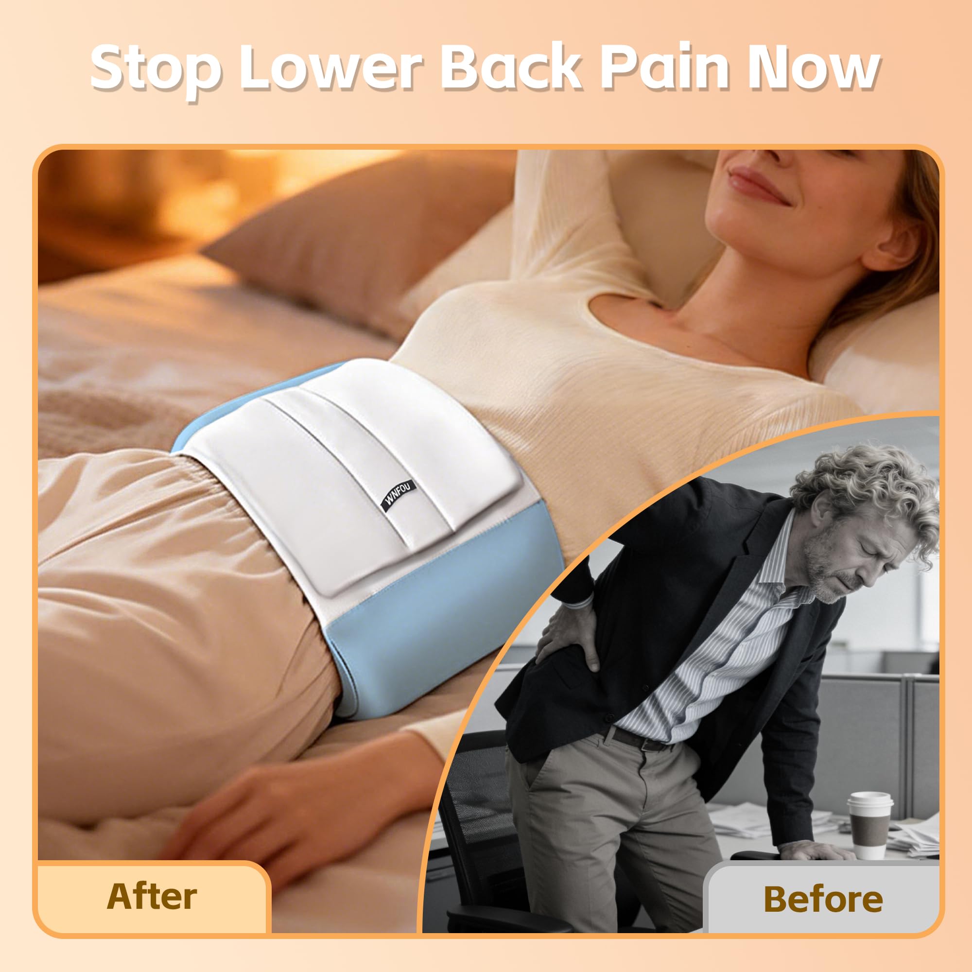 Wnfou ergonomic contour aligns spine for side and back sleepers