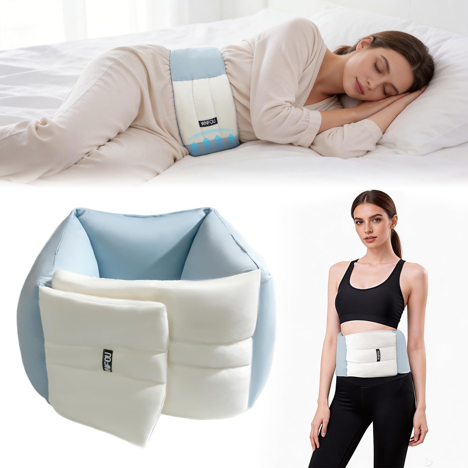 Wnfou lumbar pillow wrap-around design provides secure, adjustable lower back support