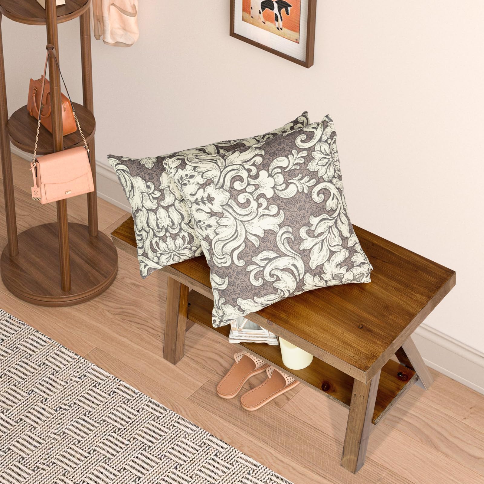 Wnutrees Solid wood bench side view highlighting sturdy construction.