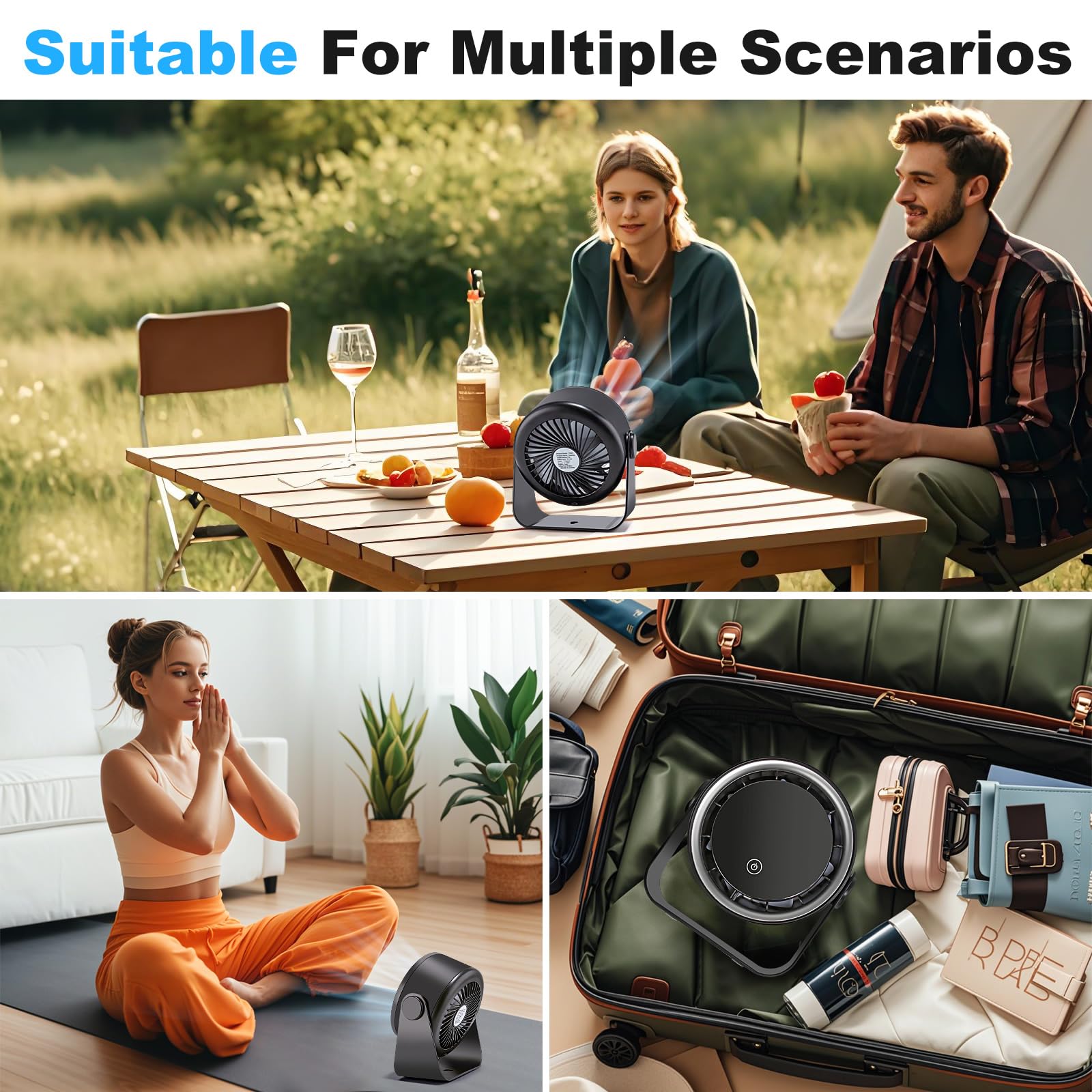 WNXQGZ small desk fan black ambient gradient light for mood