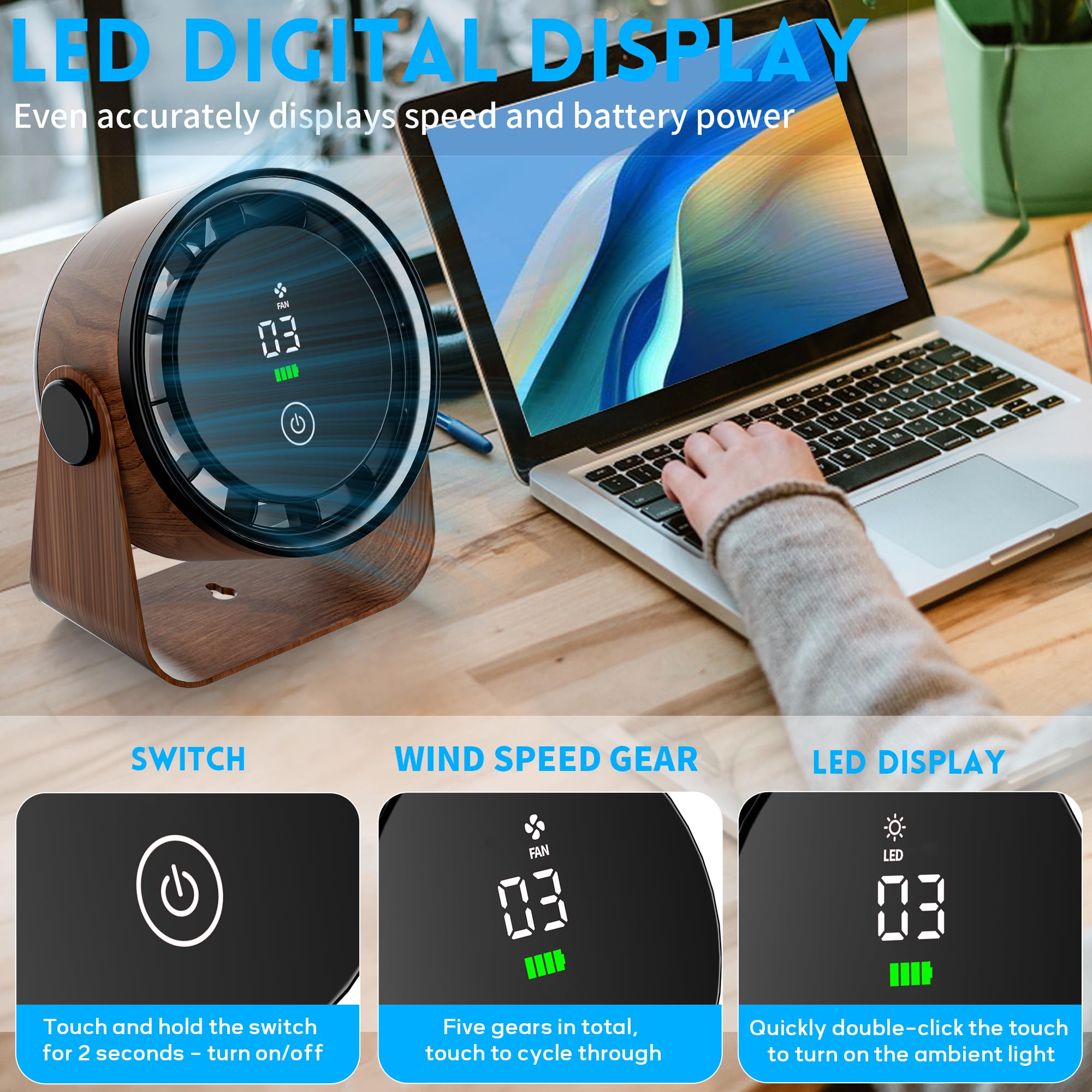WNXQGZ small desk fan with quiet airflow for focused work.