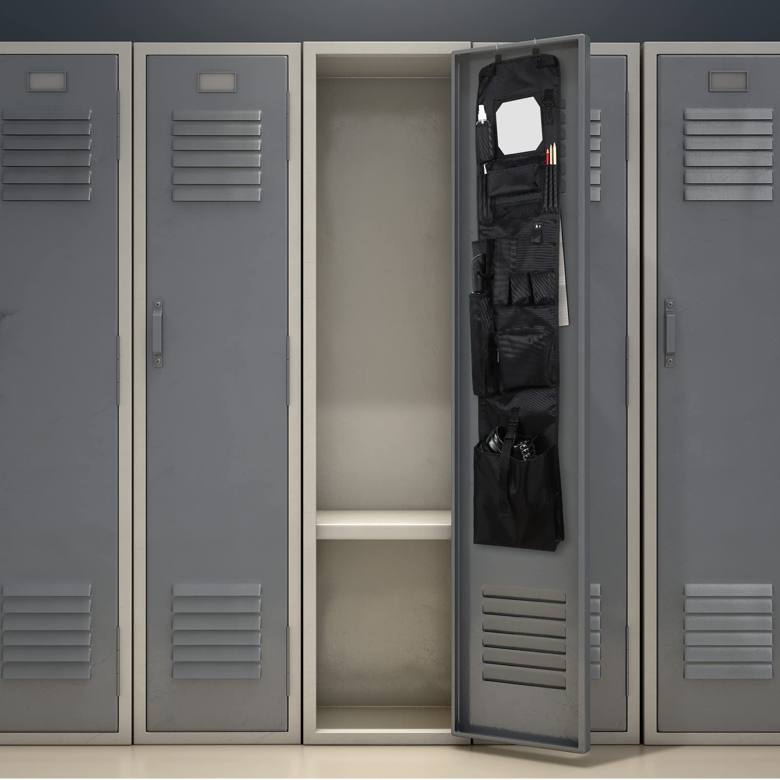 Woanger shoe pocket stores footwear while maximizing locker space