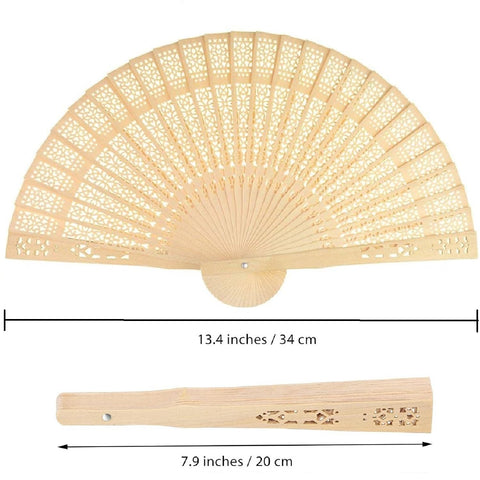 Wobe sandalwood folding fan highlights portable cooling for outdoor events and travel.