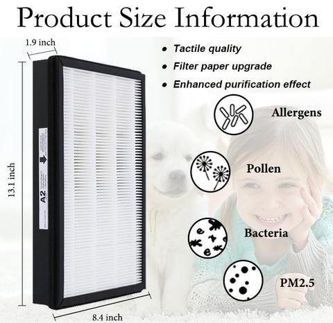 WOCASE A2 HEPA filter with activated carbon pre-filter inside view for odor and pollutant reduction