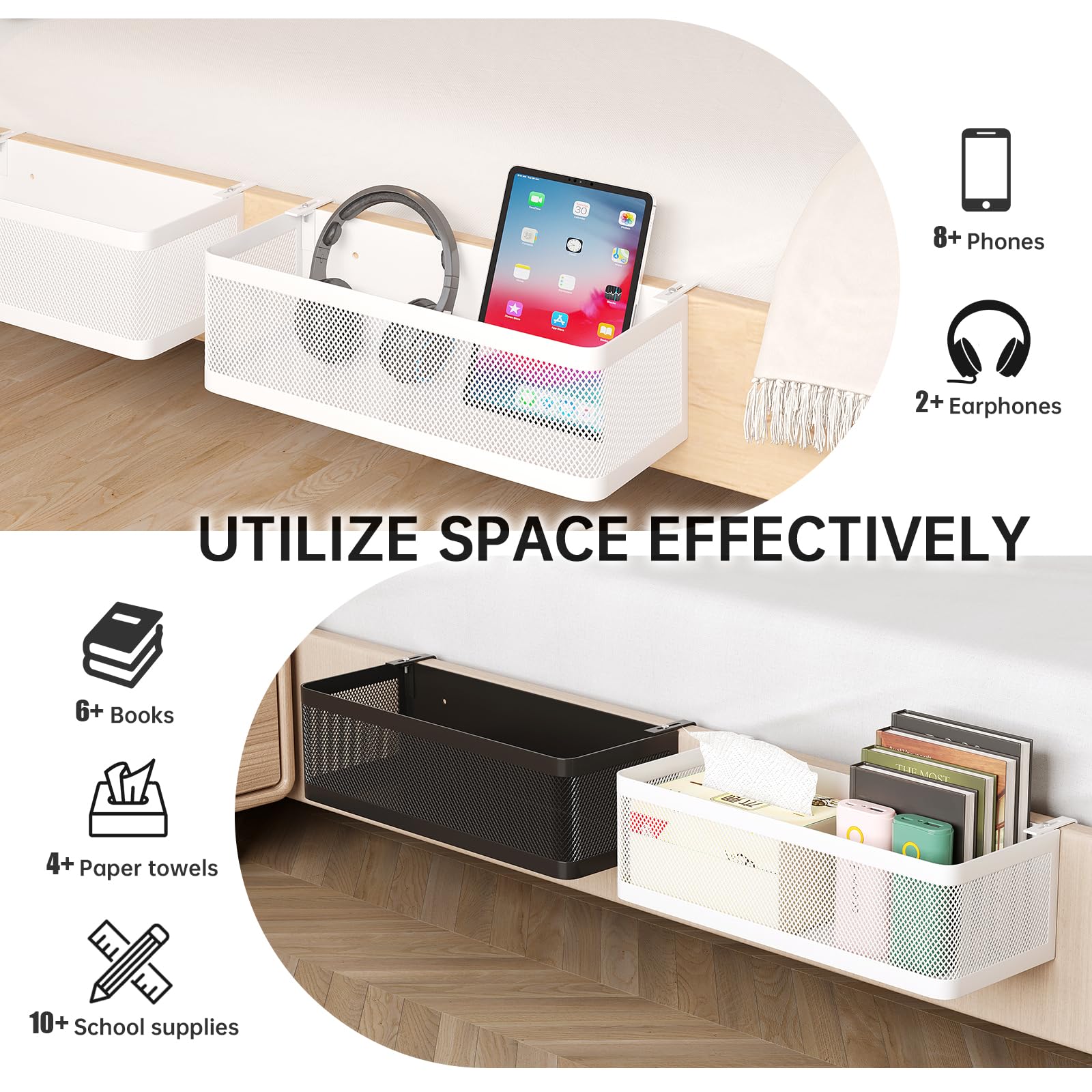 WOCHUANGSI caddy hangs on crib rails freeing nightstand space