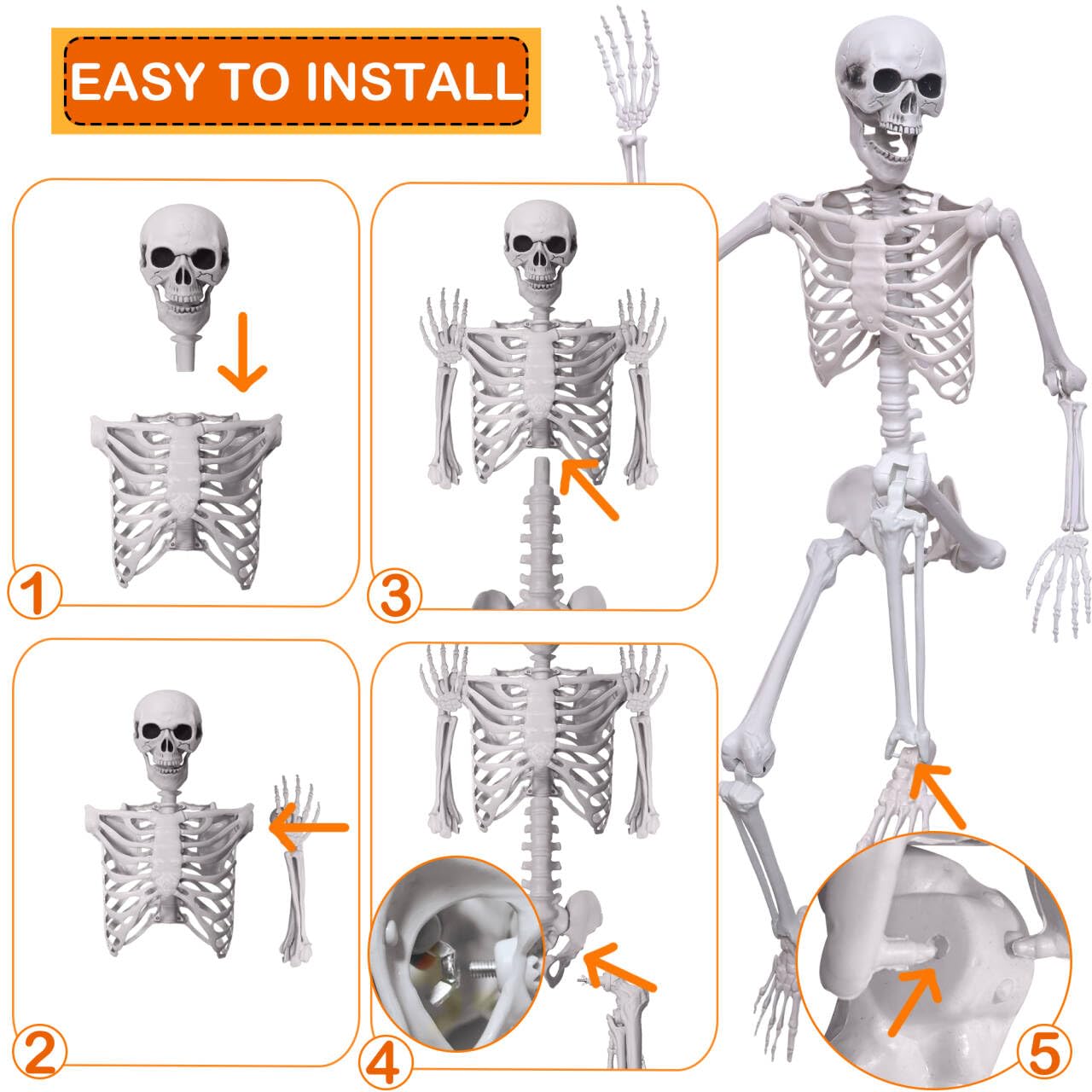 Wocst weather resistant skeleton for year round indoor or outdoor use