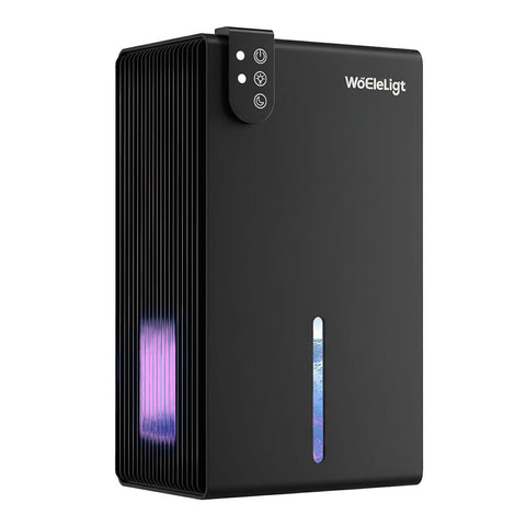 WoEleLigt dehumidifier front view in pure black for compact moisture control