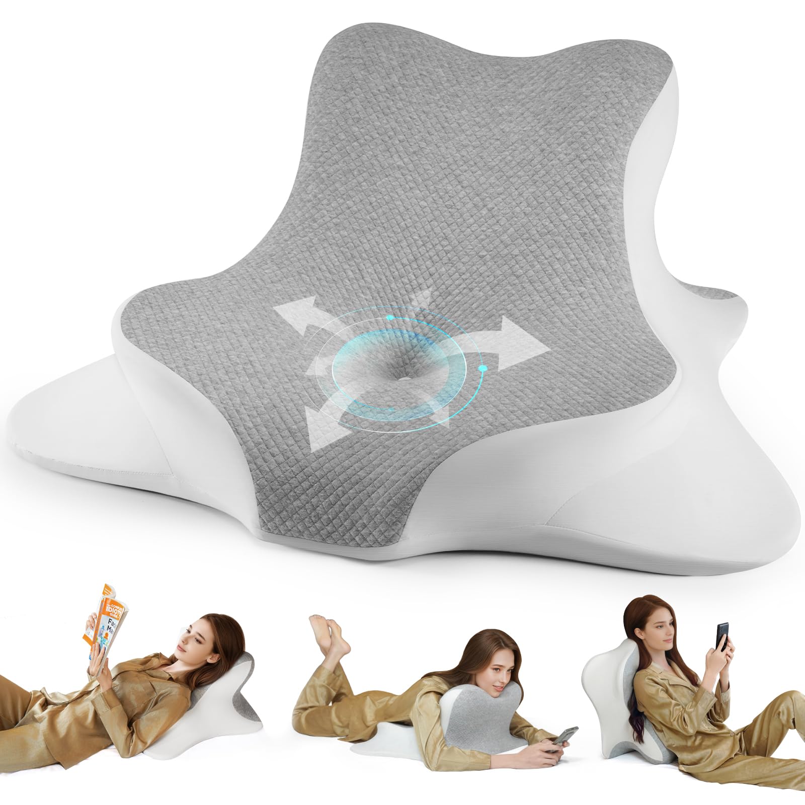 WOGAHEV reading pillow with high curve for comfortable leaning