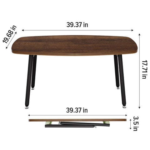 WOHOMO coffee table unfolded with leg latches showing secure stability