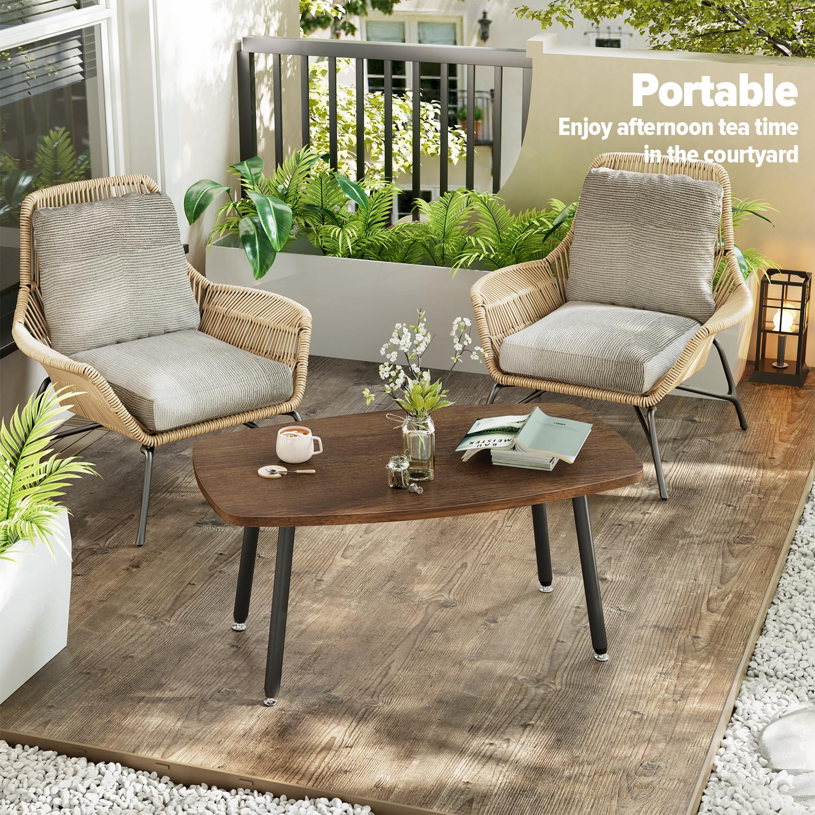 WOHOMO durable engineered wood tabletop stands up to daily wear