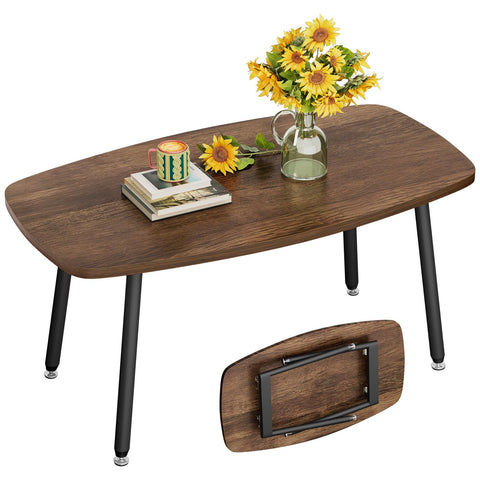 WOHOMO folding coffee table in walnut highlights space-saving design for small living rooms