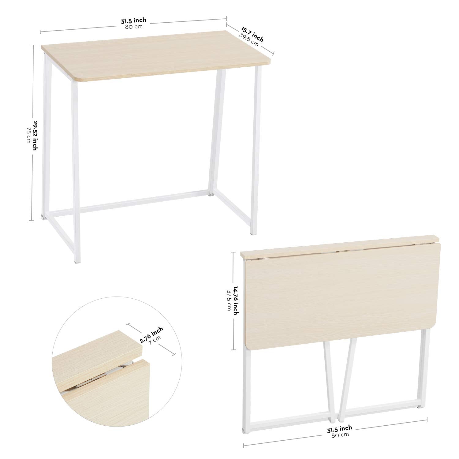 WOHOMO folding desk fits small corners beside a couch or bed.
