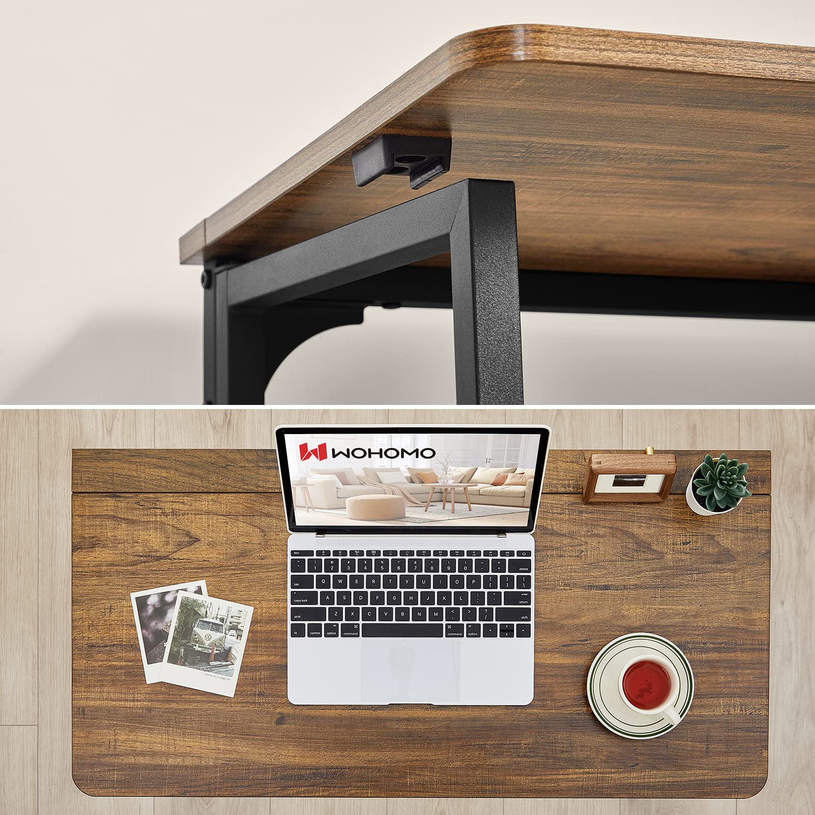WOHOMO desk surface supports two monitors for multi-tasking.