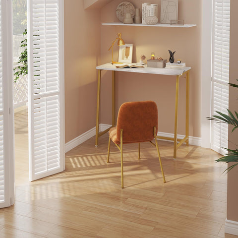 WOHOMO small foldable desk folded profile, easy storage behind doors.