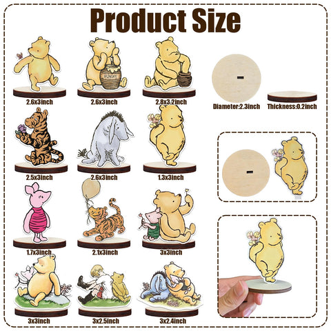 WOHOOBAOW Winnie wooden toppers in twelve styles add charming Pooh-themed decor.