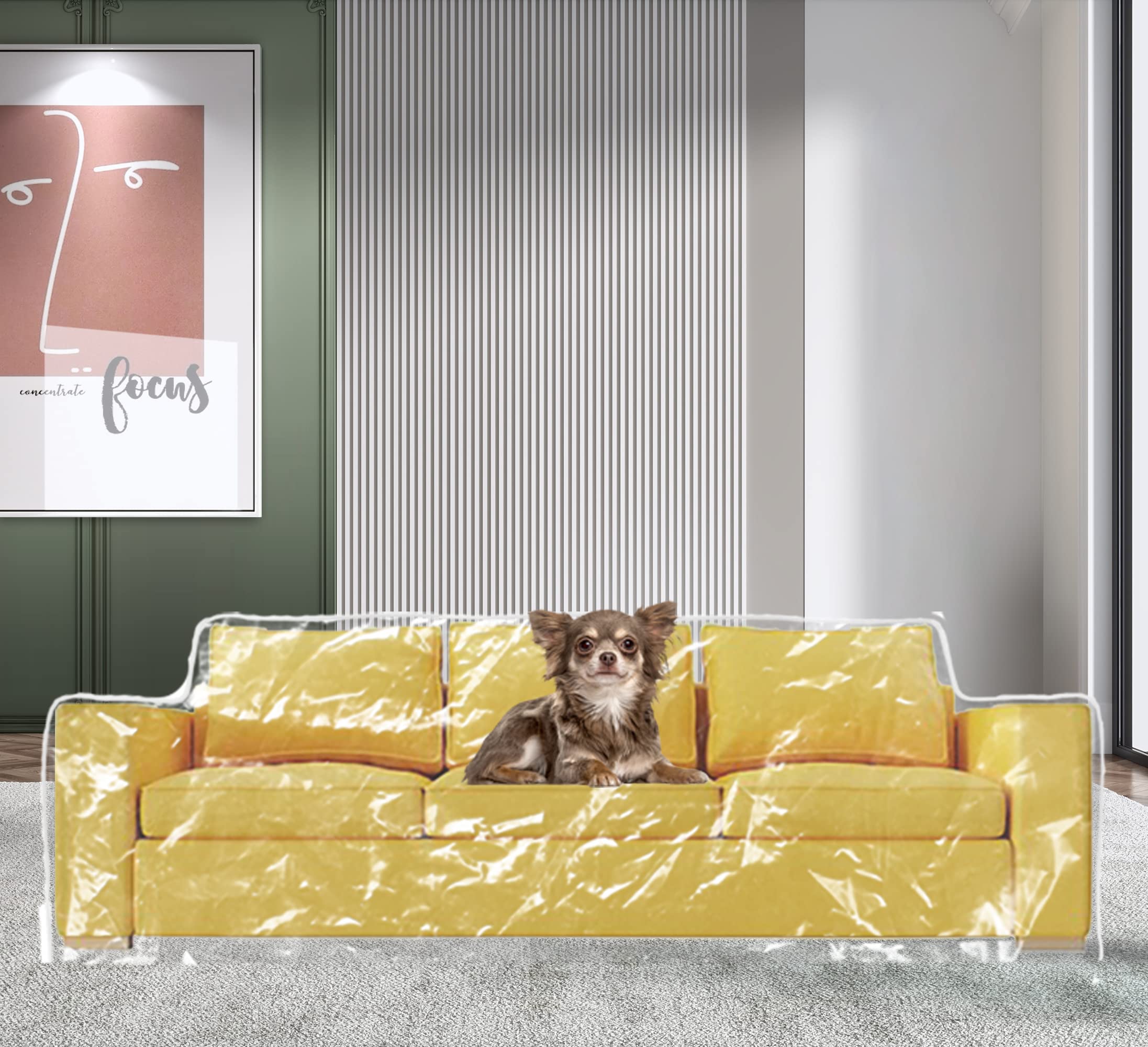 Wokire clear thicker couch cover folds flat for easy storage