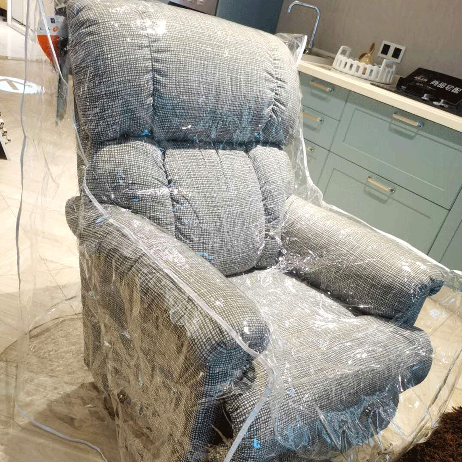 Wokire clear vinyl recliner cover closeup highlights crystal clarity